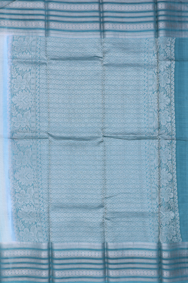Kota Silk Saree In Green And Blue With Stripes Design