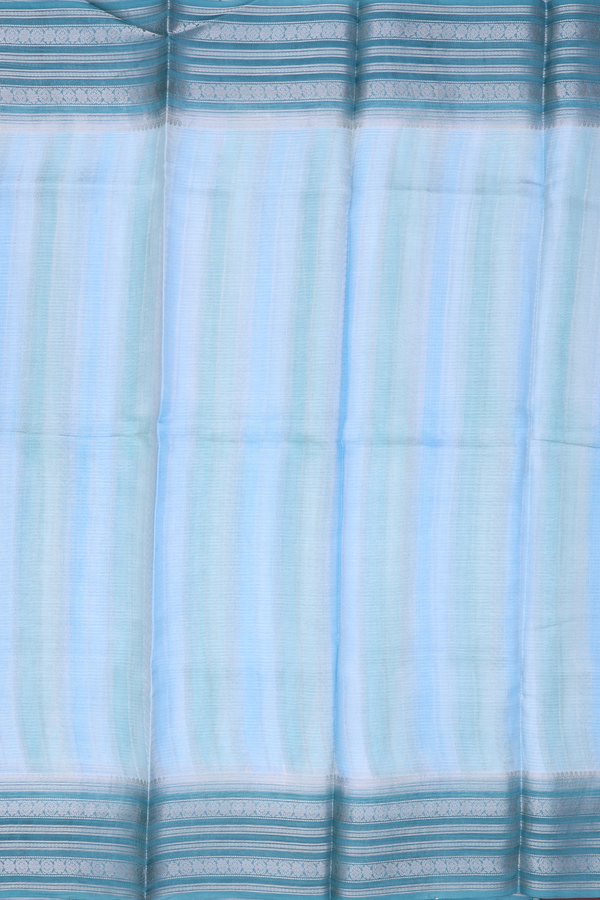 Kota Silk Saree In Green And Blue With Stripes Design
