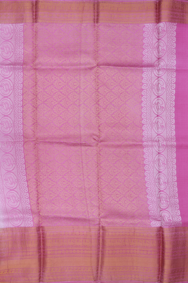 Kota Silk Saree In Pink And Yellow With Stripes Design
