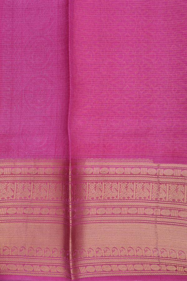 Kota Silk Saree In Pink And Yellow With Stripes Design
