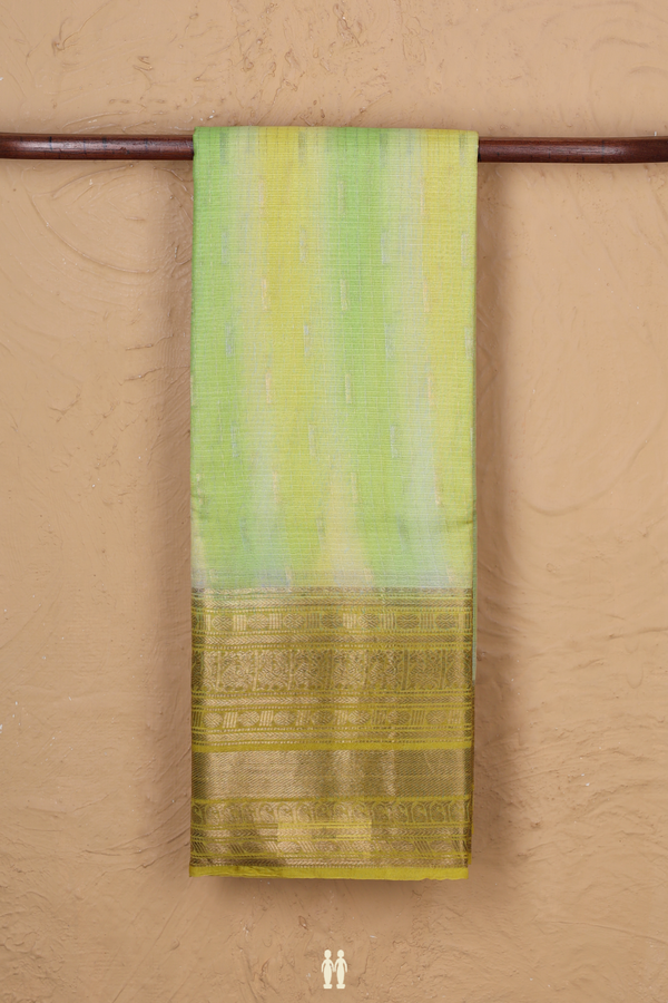 Kota Silk Saree In Green And Yellow With Stripes Design