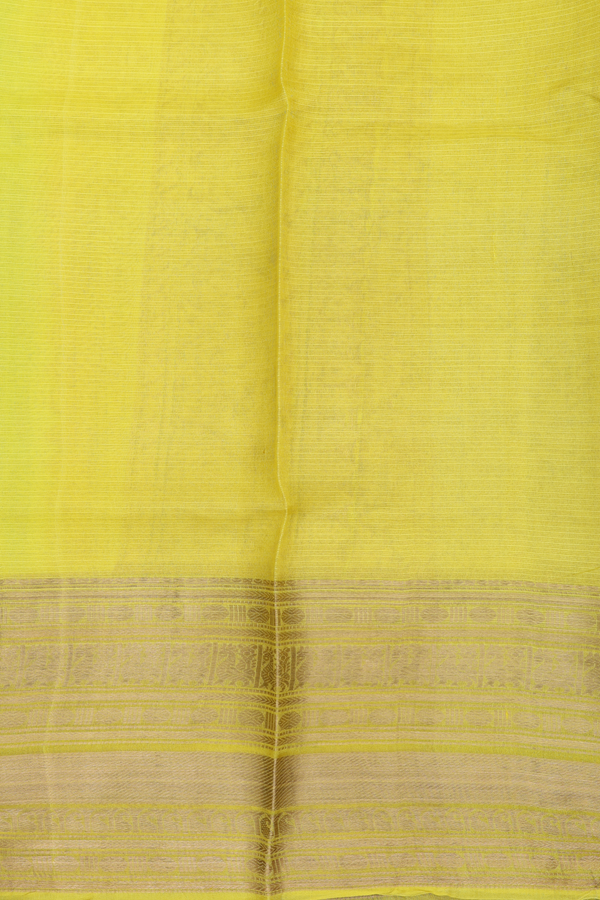 Kota Silk Saree In Green And Yellow With Stripes Design