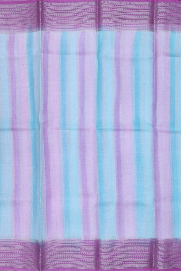 Kota Silk Saree In Purple And Blue With Stripes Design