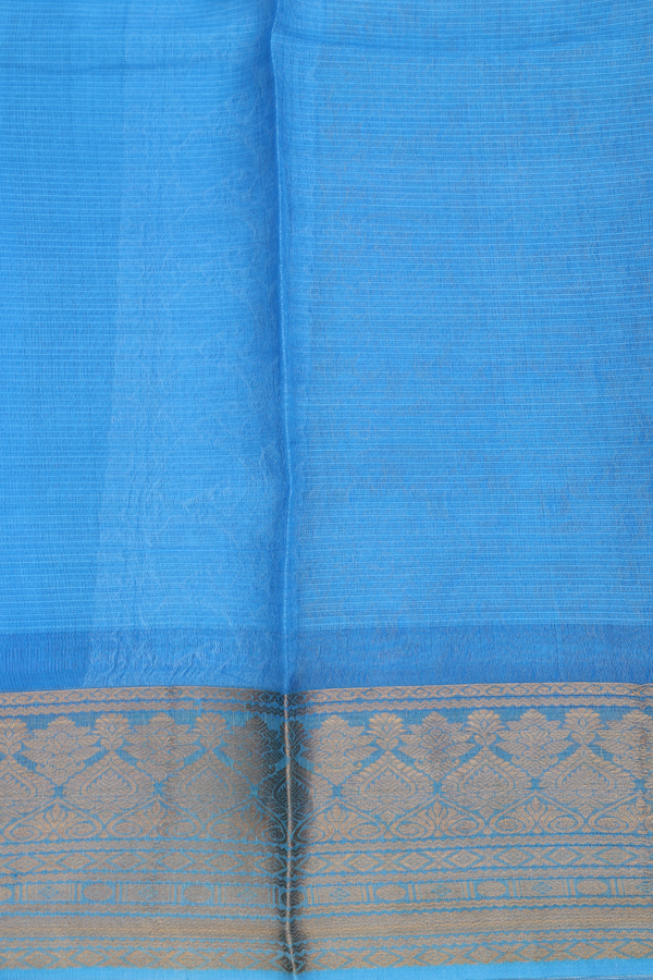 Kota Silk Saree In Blue And Green With Stripes Design