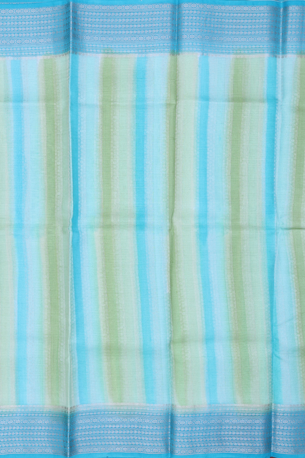 Kota Silk Saree In Blue And Green With Stripes Design