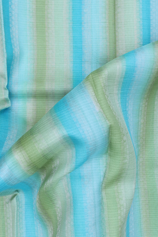 Kota Silk Saree In Blue And Green With Stripes Design