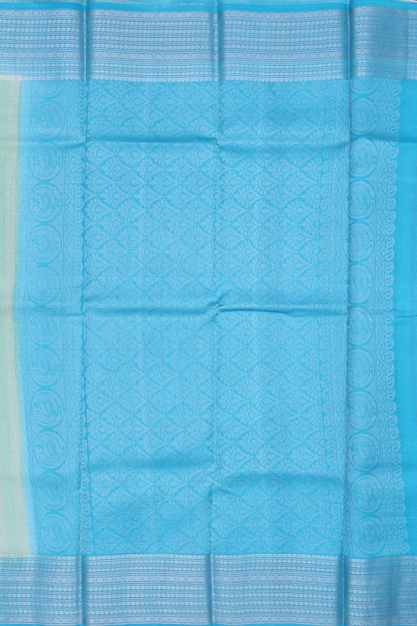 Kota Silk Saree In Blue And Green With Stripes Design
