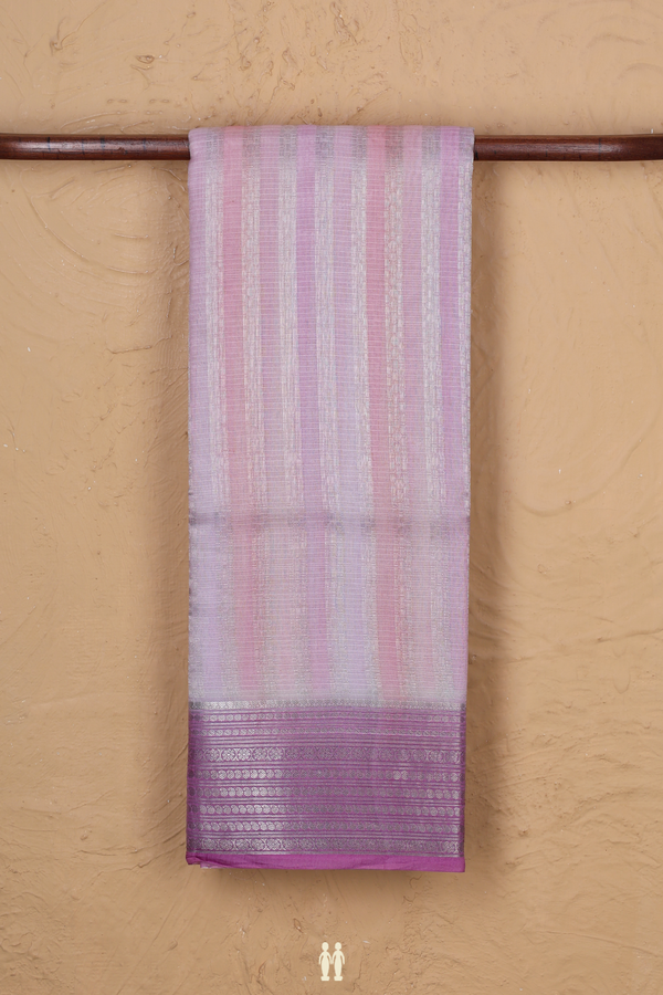 Kota Silk Saree In Pink And Purple With Stripes Design