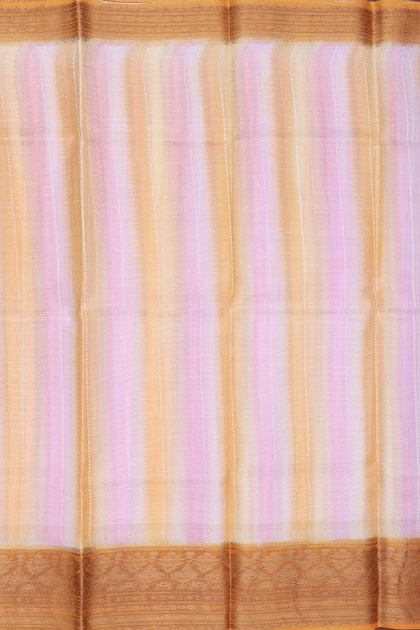 Kota Silk Saree In Pink And Orange With Stripes Design