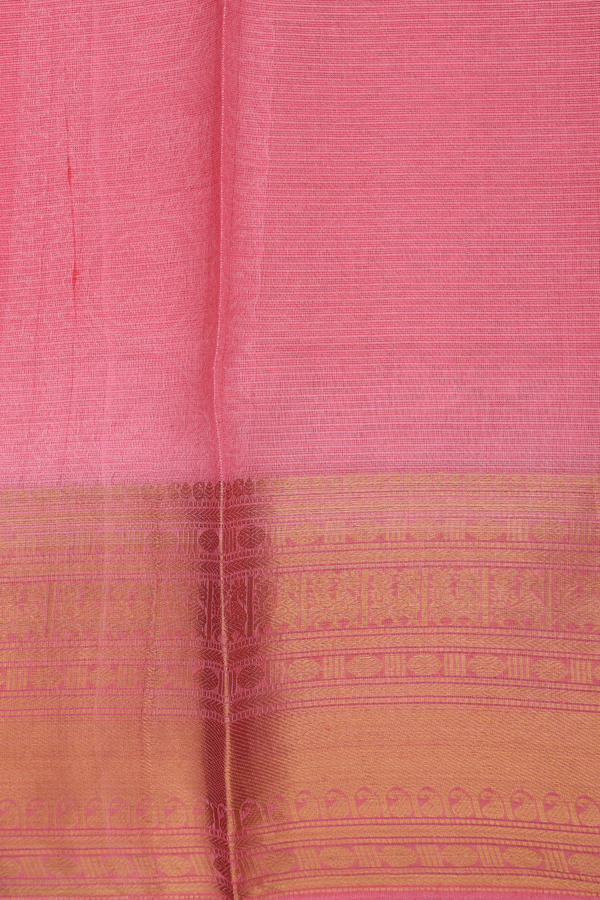 Kota Silk Saree In Pink And Cream With Stripes Design