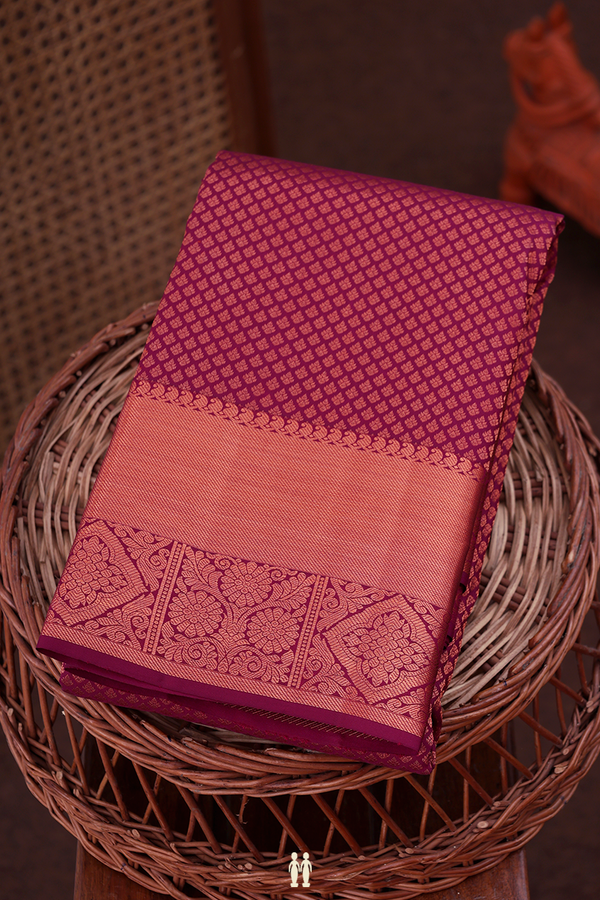Kanchipuram Silk Saree In Plum Purple With Brocade Design