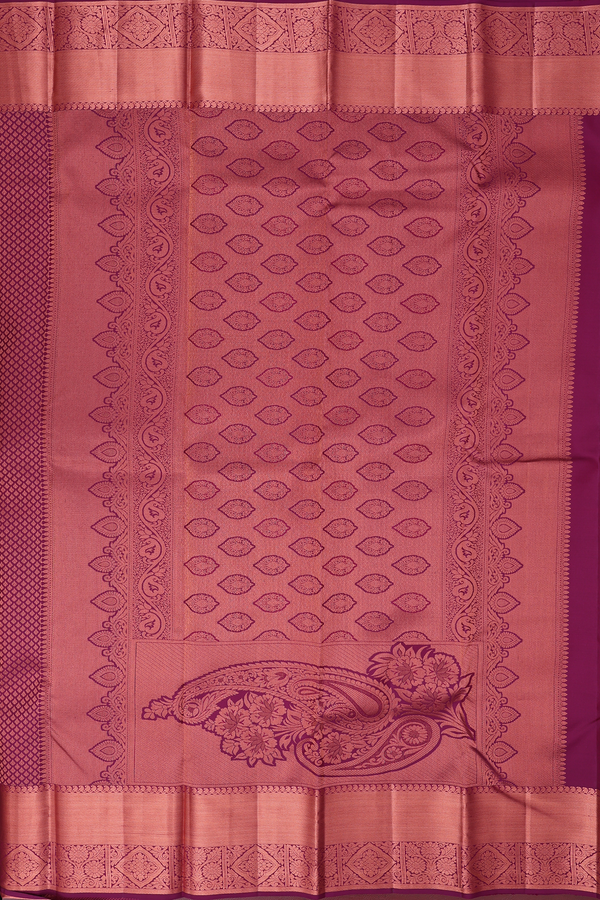 Kanchipuram Silk Saree In Plum Purple With Brocade Design