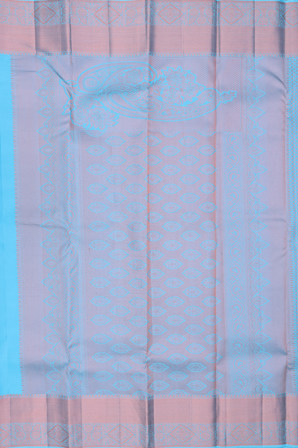 Kanchipuram Silk Saree In Sky Blue With Brocade Design