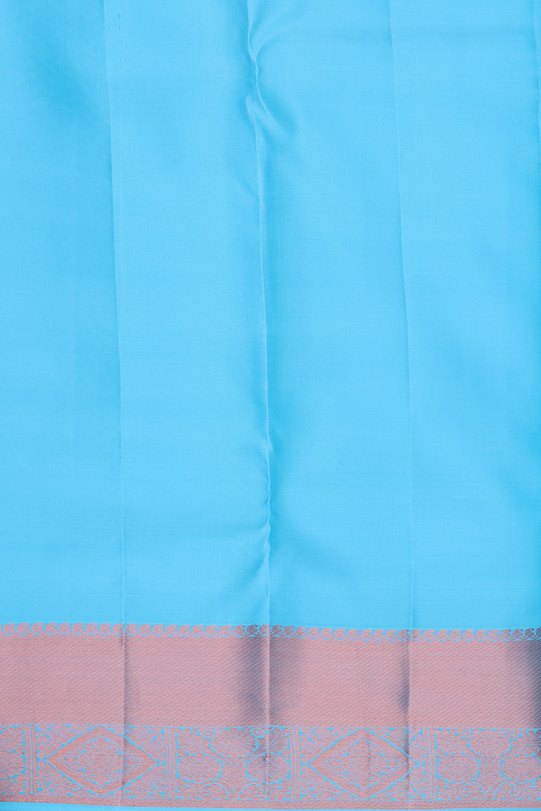Kanchipuram Silk Saree In Sky Blue With Brocade Design