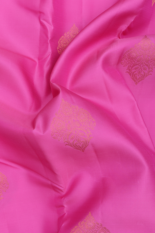 Kanchipuram Silk Saree In Pink With Floral Motifs