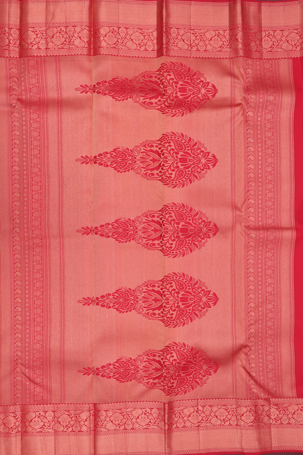 Kanchipuram Silk Saree In Crimson Red With Brocade Design