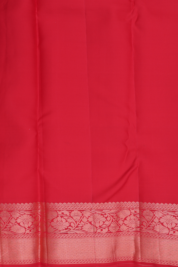 Kanchipuram Silk Saree In Crimson Red With Brocade Design