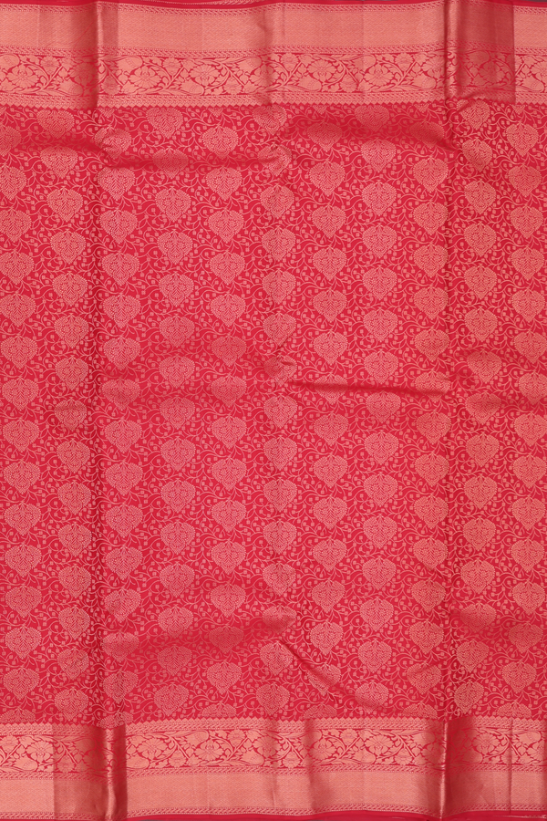 Kanchipuram Silk Saree In Crimson Red With Brocade Design