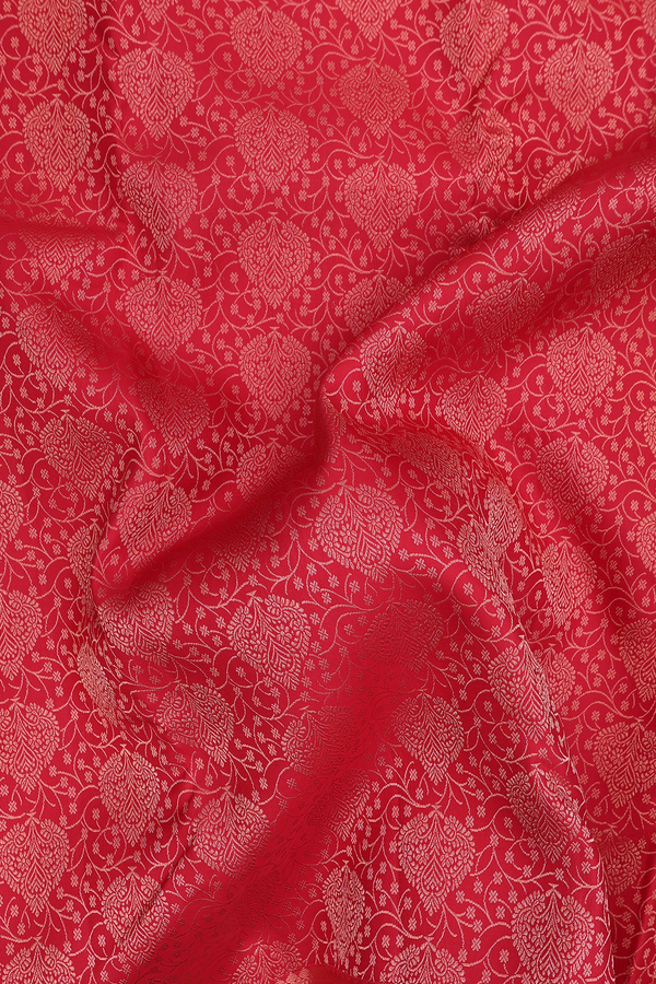 Kanchipuram Silk Saree In Crimson Red With Brocade Design
