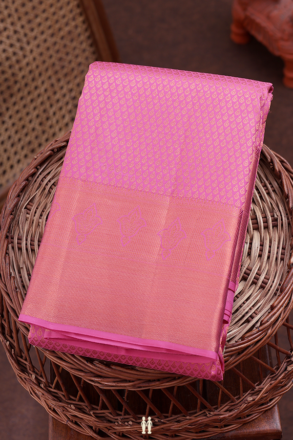 Kanchipuram Silk Saree In Pink With Brocade Design