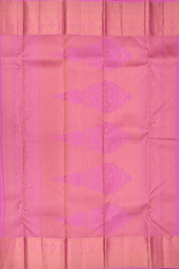 Kanchipuram Silk Saree In Pink With Brocade Design