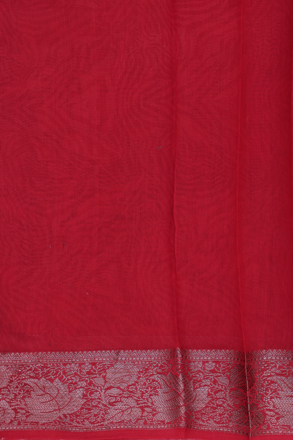 Chanderi Cotton Saree In Green With Floral Design