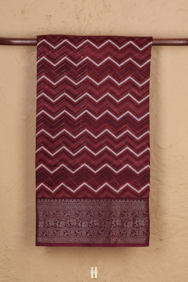 Chanderi Cotton Saree In Multicolor With Chevron Design