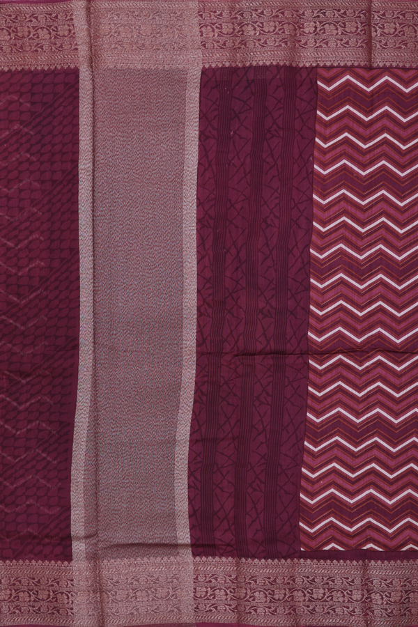 Chanderi Cotton Saree In Multicolor With Chevron Design