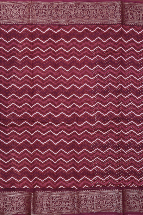 Chanderi Cotton Saree In Multicolor With Chevron Design