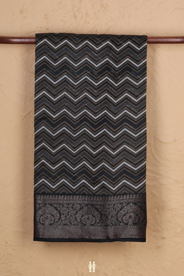 Chanderi Cotton Saree In Multicolor With Chevron Design