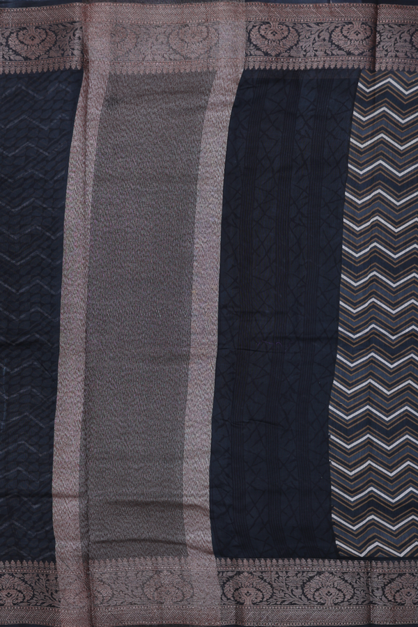 Chanderi Cotton Saree In Multicolor With Chevron Design