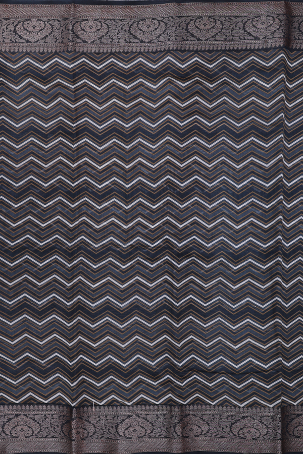 Chanderi Cotton Saree In Multicolor With Chevron Design