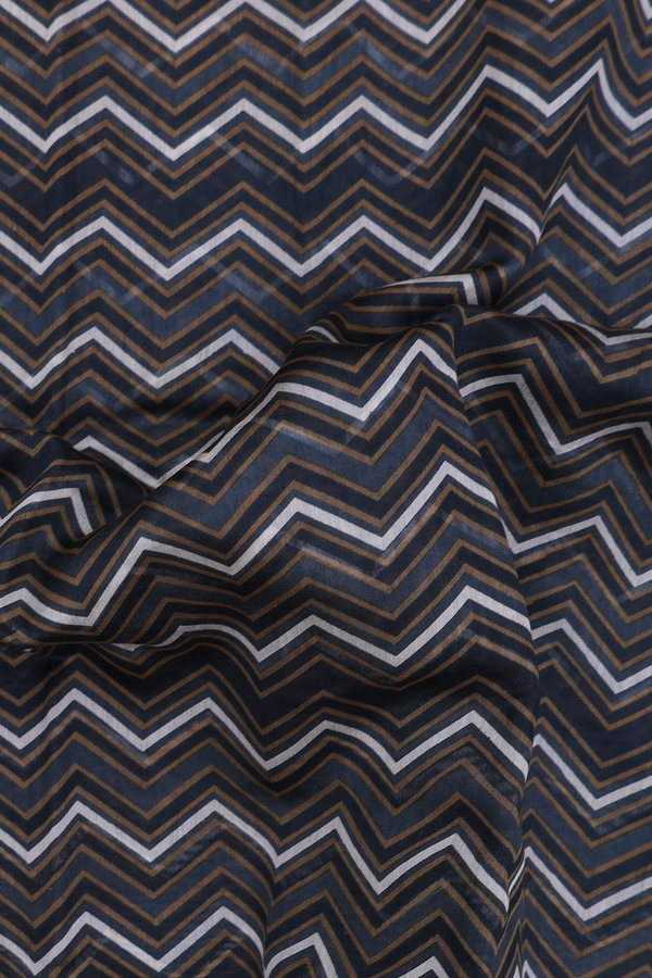 Chanderi Cotton Saree In Multicolor With Chevron Design