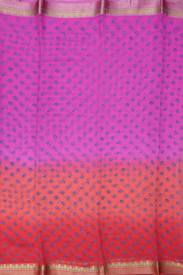 Chiffon Saree In TriColor With Diamond Buttas