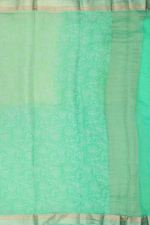 Chiffon Saree In Green With Floral Design