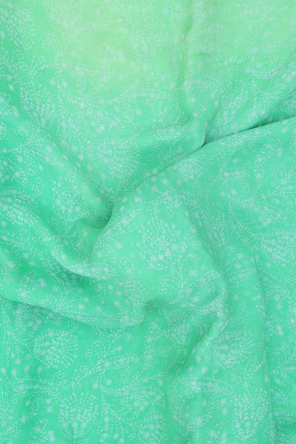 Chiffon Saree In Green With Floral Design