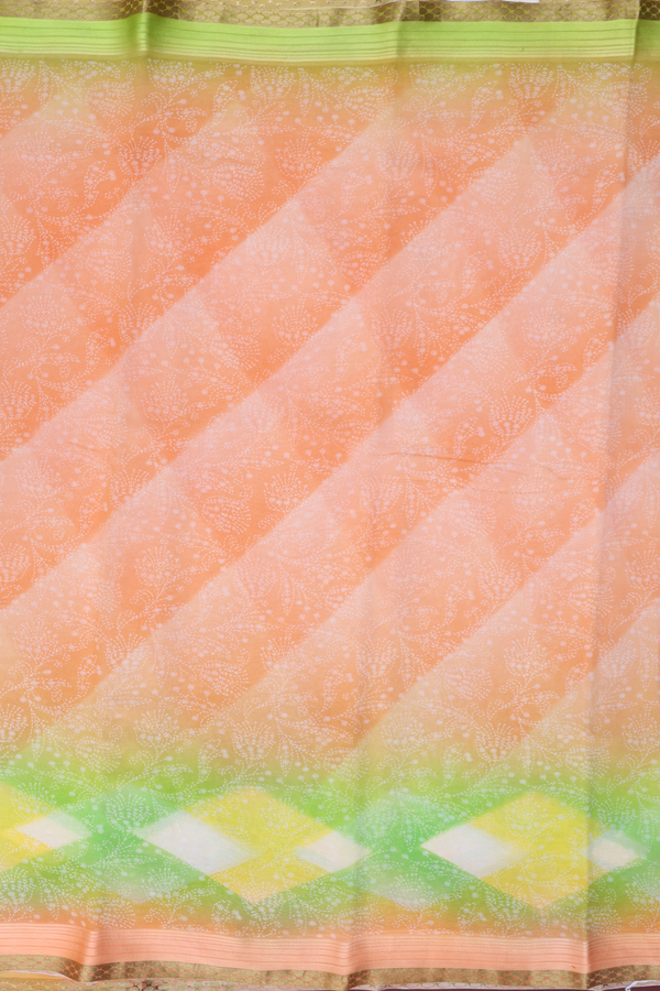 Chiffon Saree In Orange With Diamond Design