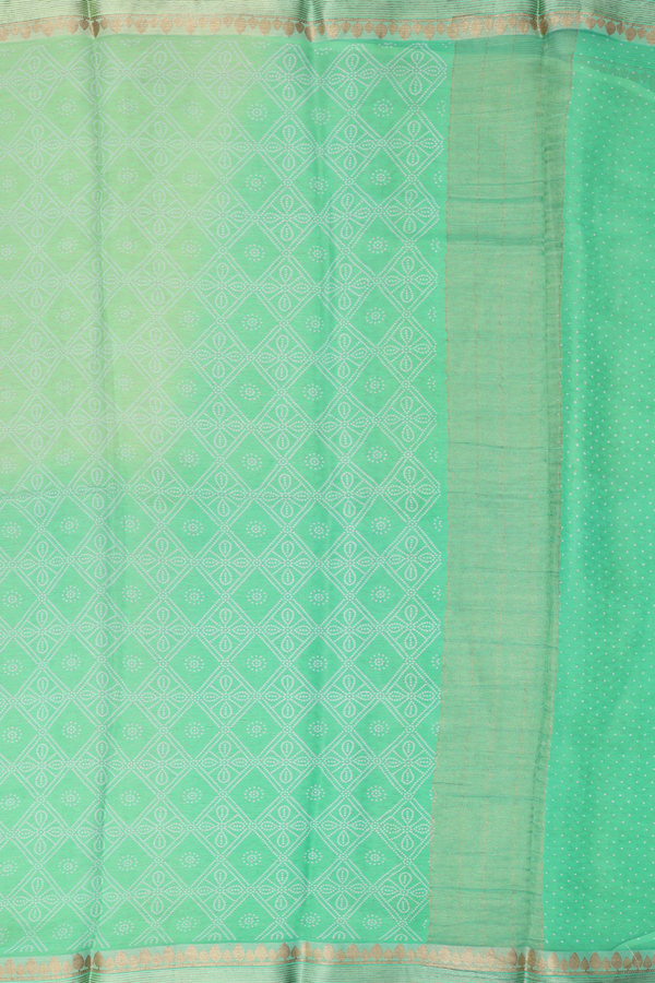 Chiffon Saree In Shades Of Green With Diamond Design