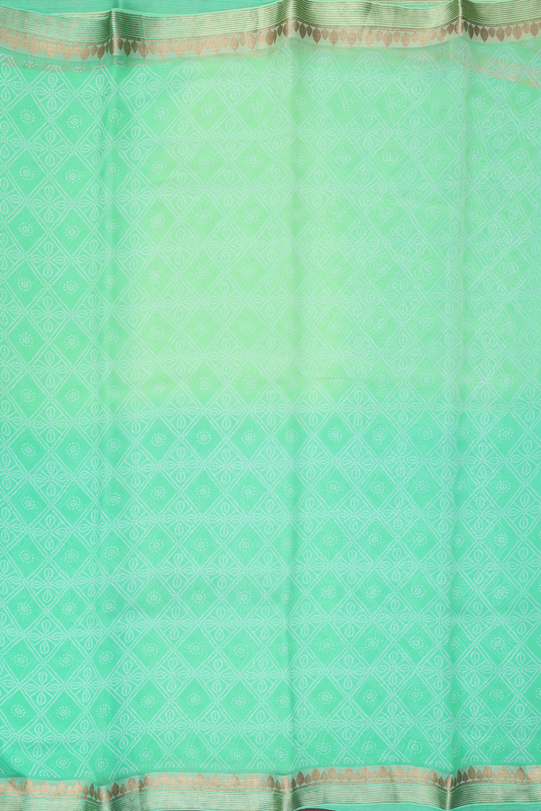 Chiffon Saree In Shades Of Green With Diamond Design
