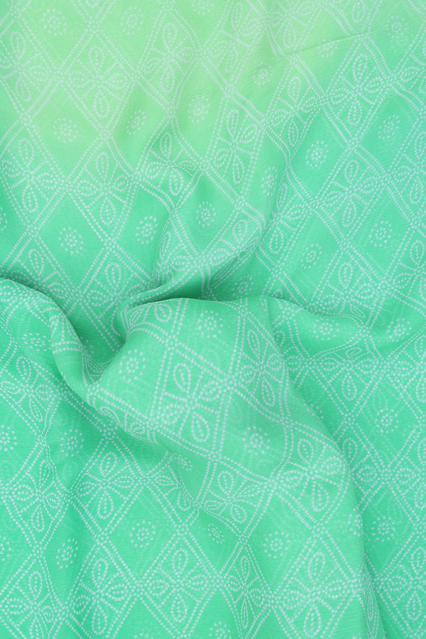 Chiffon Saree In Shades Of Green With Diamond Design