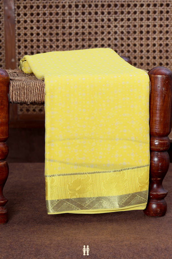 Chiffon Saree In Yellow With Printed Design