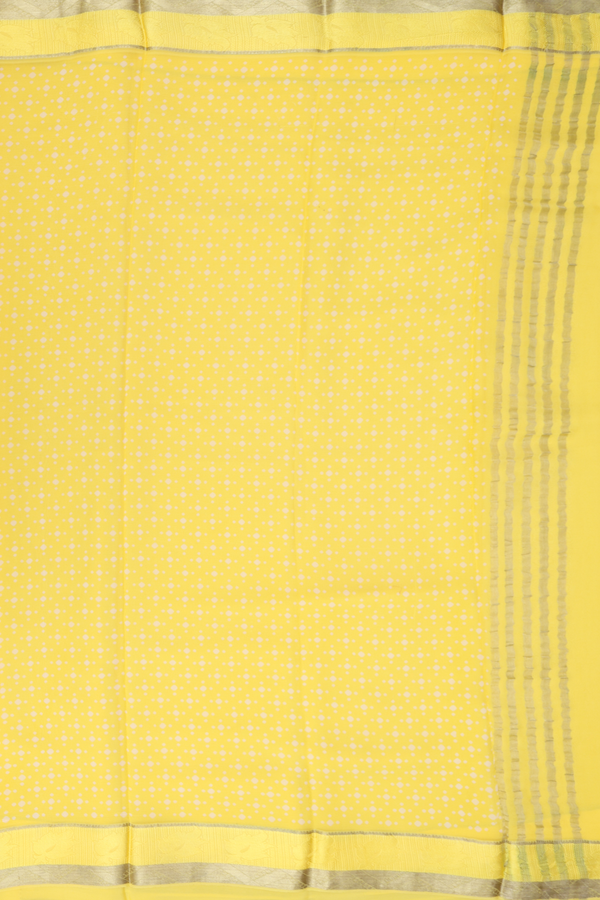 Chiffon Saree In Yellow With Printed Design