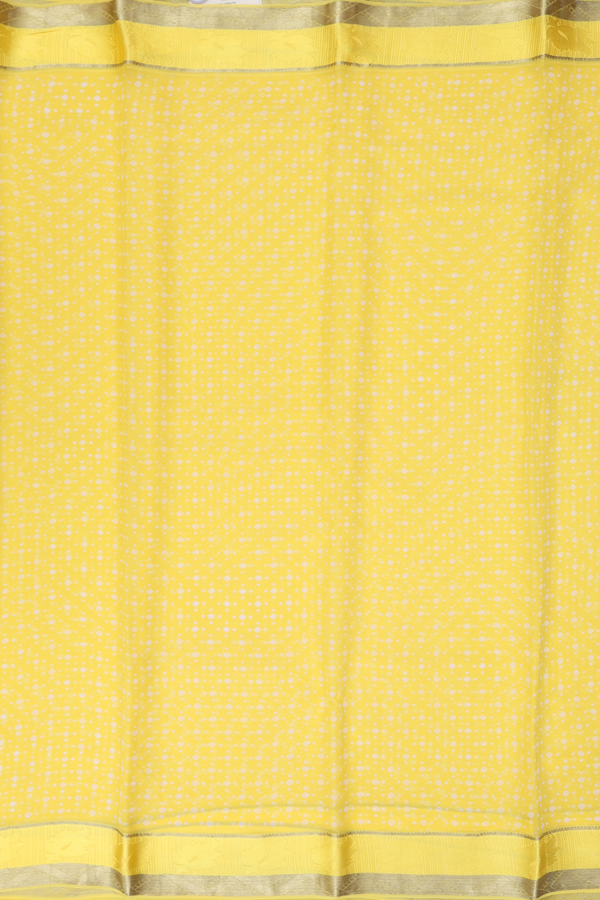 Chiffon Saree In Yellow With Printed Design