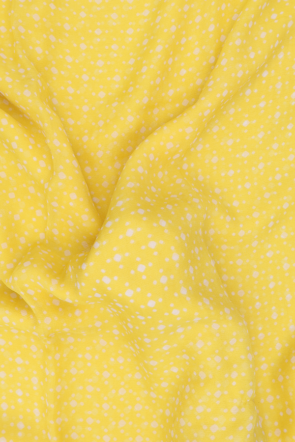 Chiffon Saree In Yellow With Printed Design
