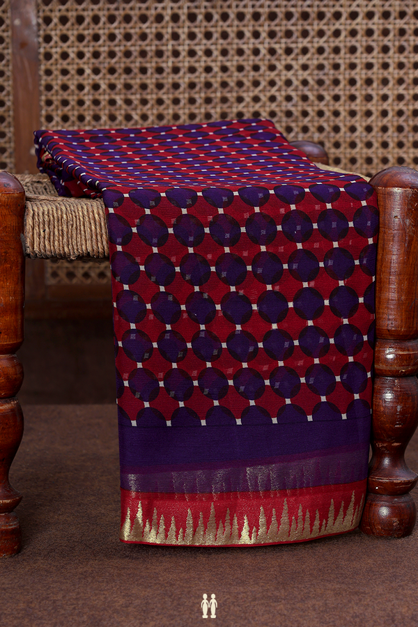 Chiffon Saree In Burgundy Red With Allover Design