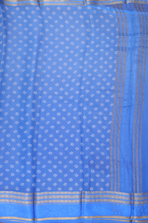 Chiffon Saree In Cornflower Blue With Diamond Buttas