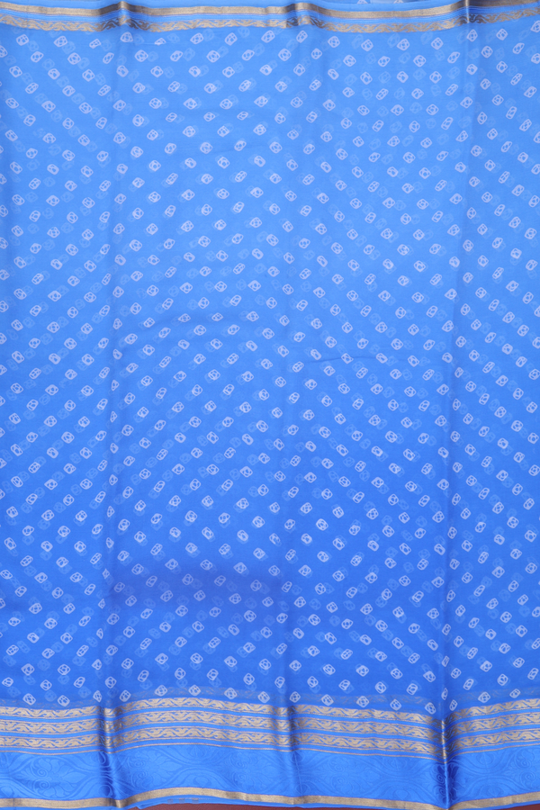 Chiffon Saree In Cornflower Blue With Diamond Buttas