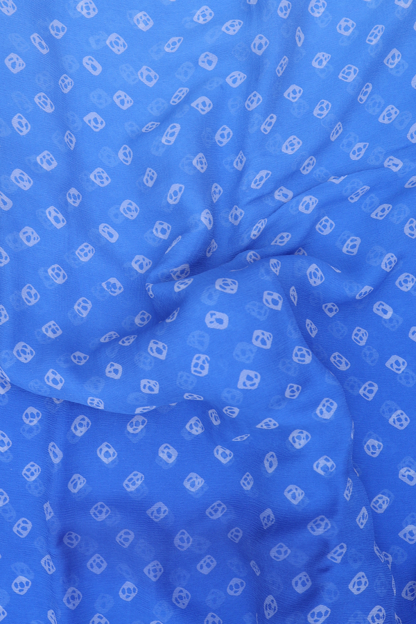 Chiffon Saree In Cornflower Blue With Diamond Buttas