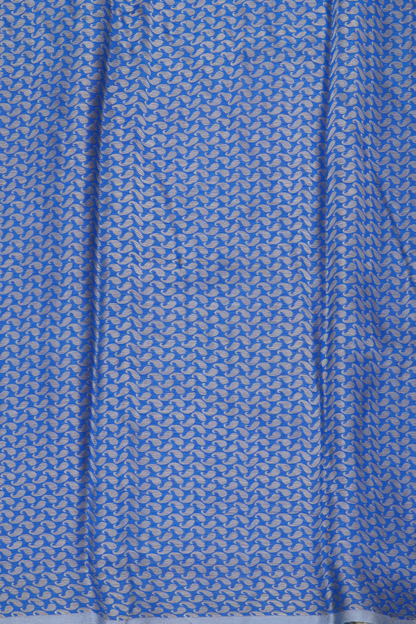 Chiffon Saree In Shades Of Blue With Floral Design