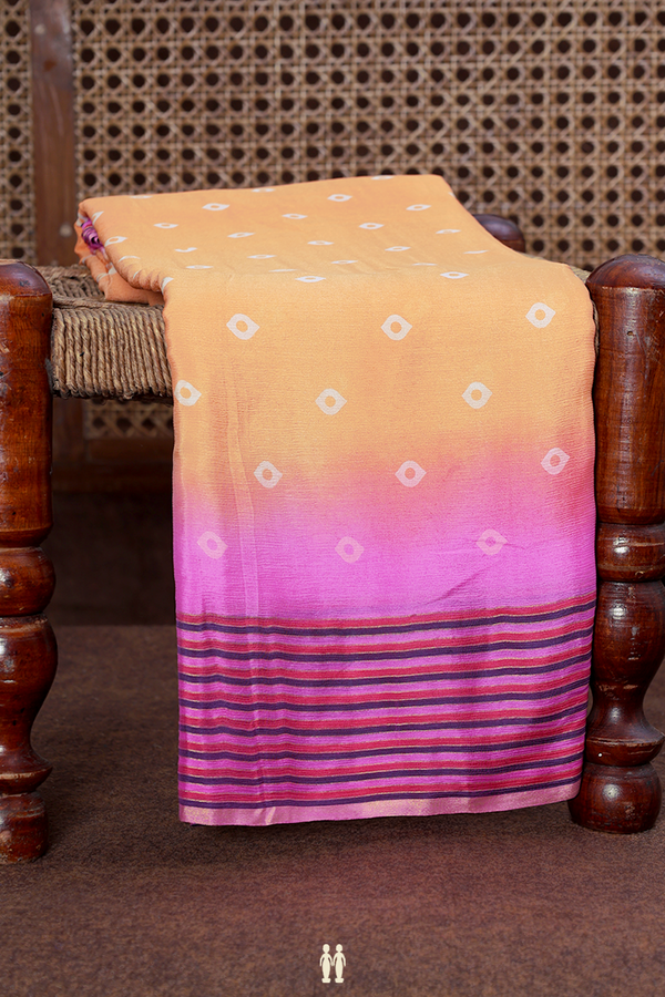 Chiffon Saree In Light Orange With Diamond Buttas